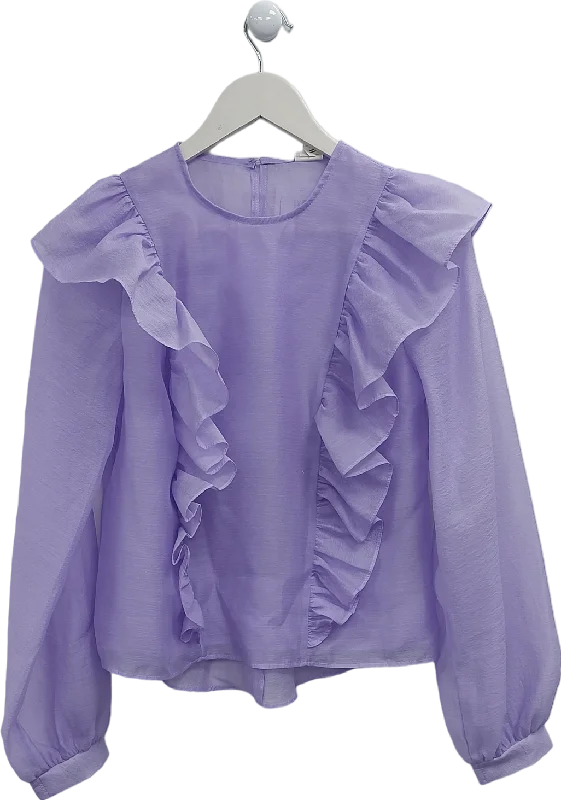 Women's Latvian Wool SweatersRiver Island Purple Sheer Ruffle Blouse UK 8