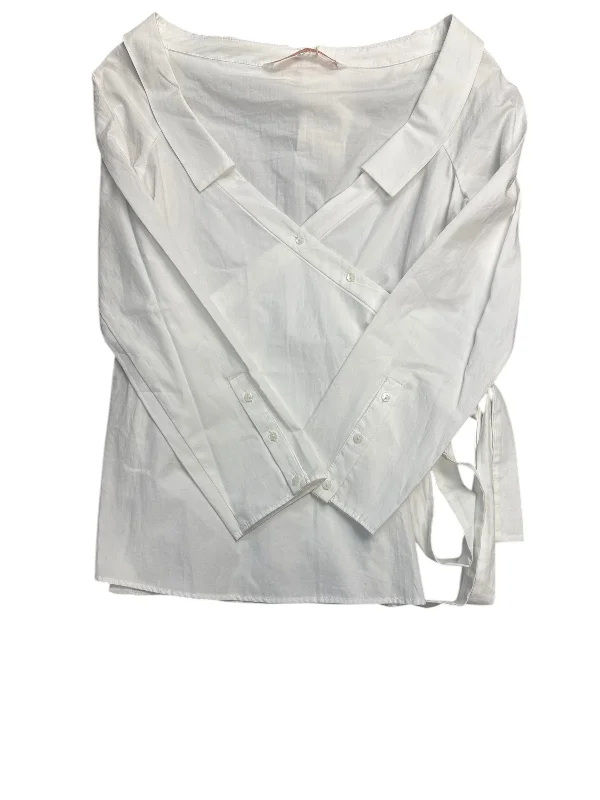 Women's Blouse with Narrow CollarBlouse Long Sleeve By Zara In White, Size: S