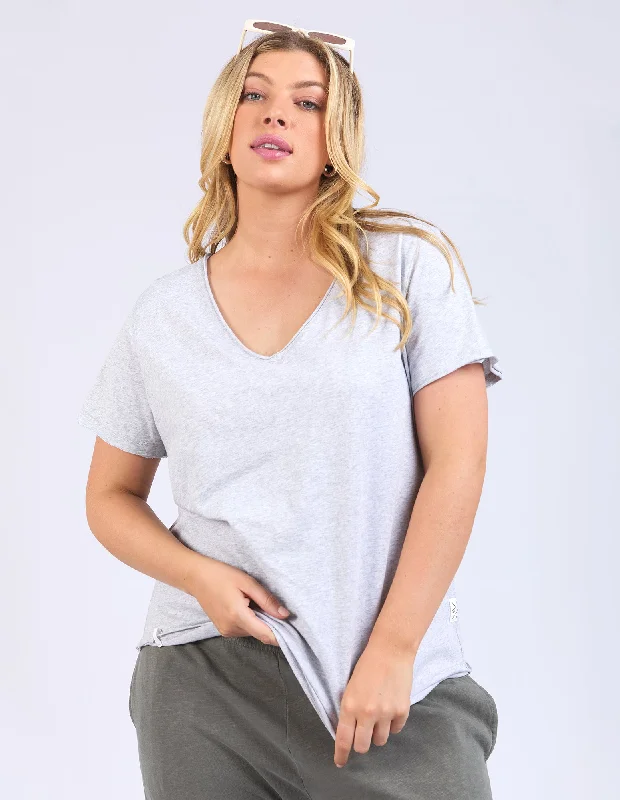 Women's Blouse with FrillsElm Pima Vee Tee Grey Marle