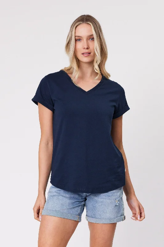 Women's Sleeveless BlouseShine On Essentials V Tee Navy