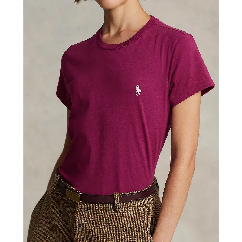 Women's Blouse with Short SleevesPolo Ralph Lauren - Cotton Crewneck Tee - Burgundy