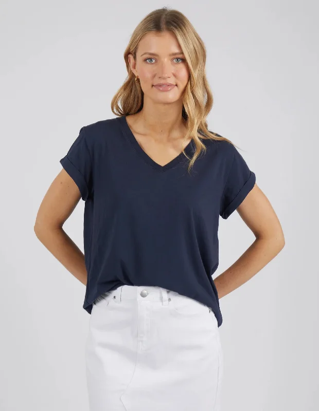 Women's Blouse with U-Shaped CollarManly Vee Tee - Foxwood