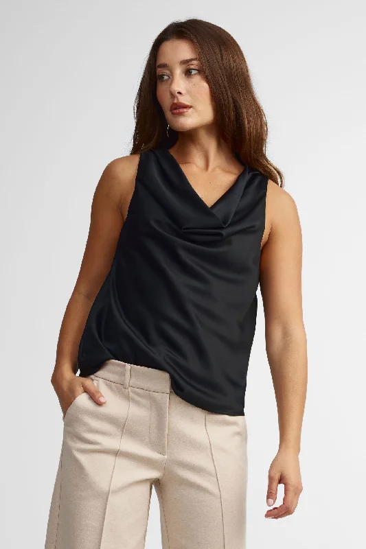 Women's Blouse with Narrow CollarCamisole satinée col drapé - Femme