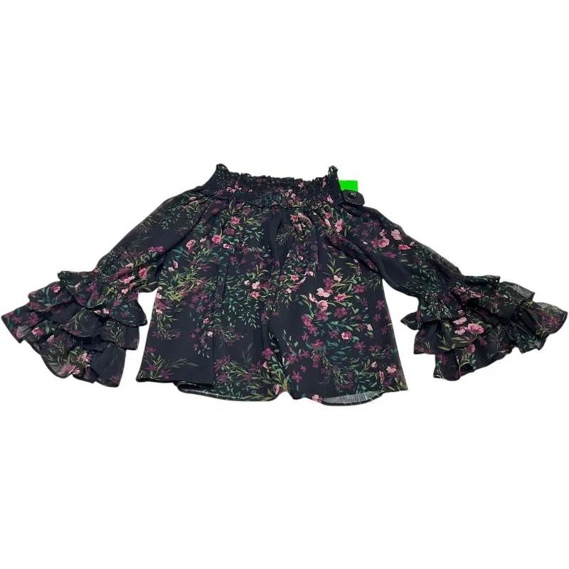 Women's Blouse with U-Shaped CollarBlouse Long Sleeve By Cece In Floral Print, Size: Xs