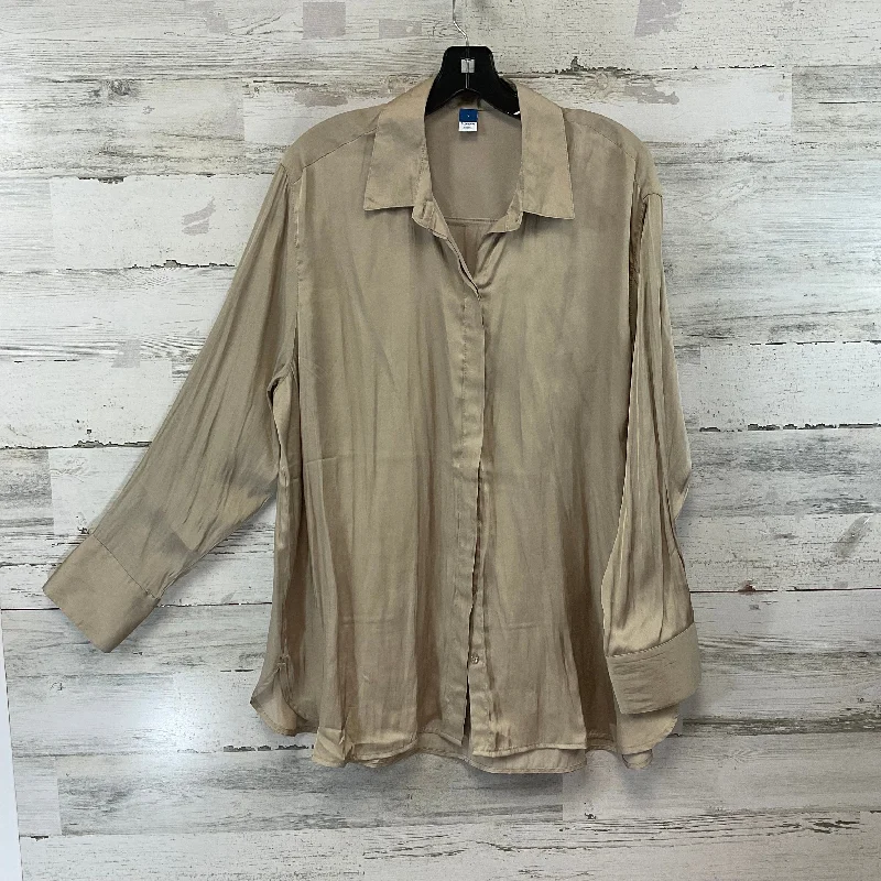 Women's Blouse with LaceBlouse Long Sleeve By Old Navy In Brown, Size: L