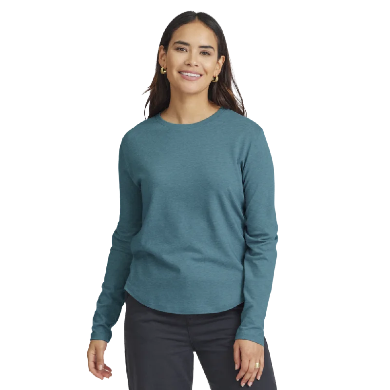 Women's Blouse with Gathered SleevesWomen's Soft Merino Long Sleeve Tee - Chasm Teal