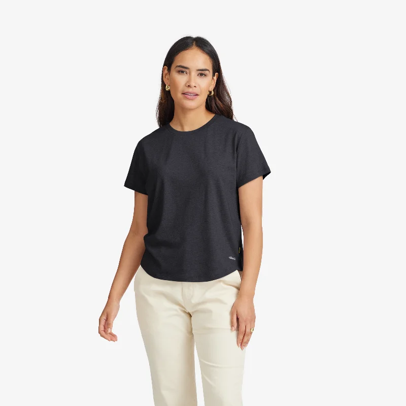 Women's Blouse for OfficeWomen's Soft Merino Tee - Natural Black