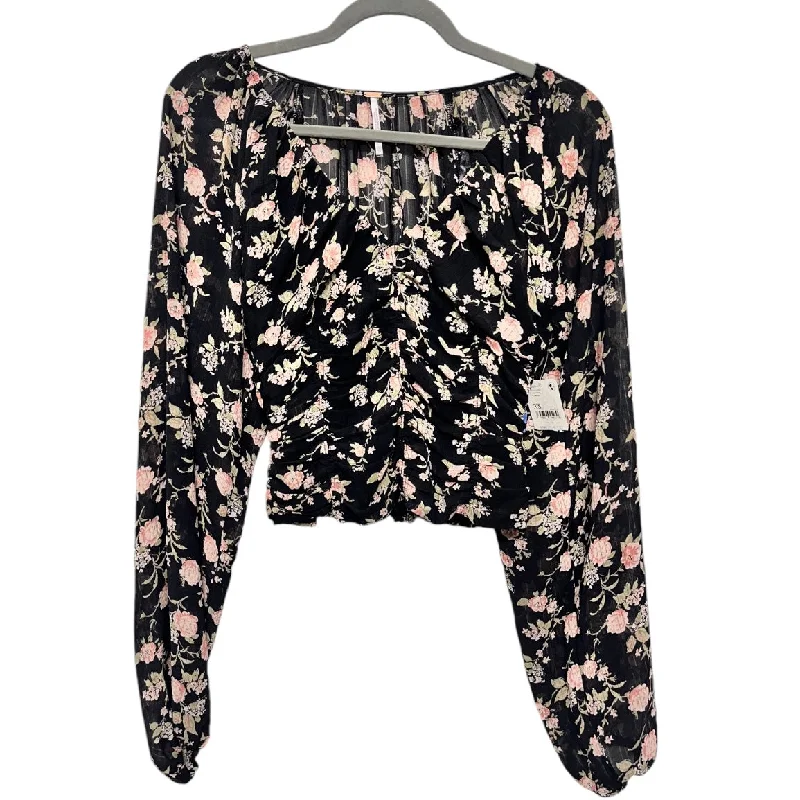 Women's Blouse for Casual WearBlouse Long Sleeve By Free People In Black & Pink, Size: Xs