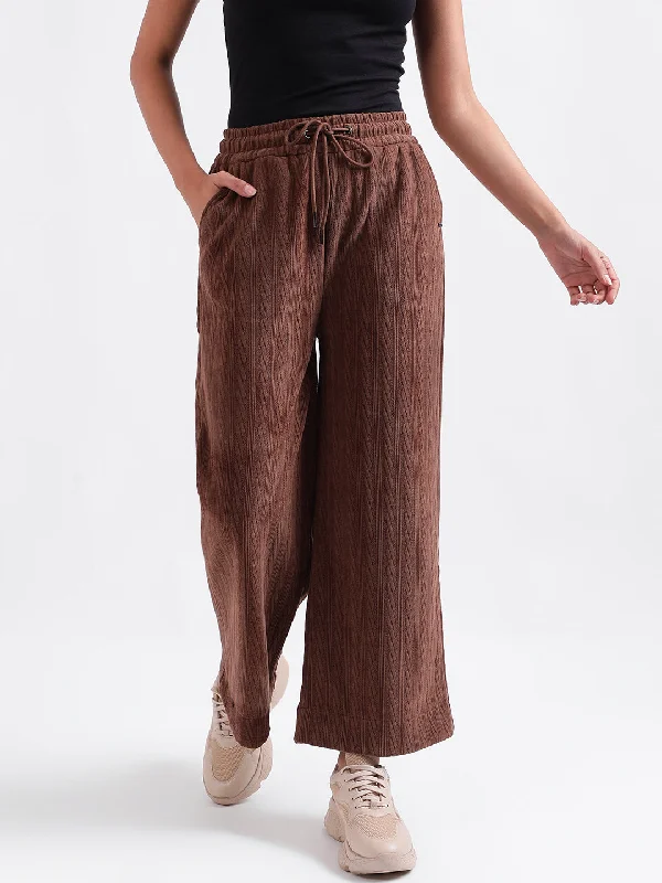 Women's Blouse with Puffed SleevesElle Women Brown Solid Relaxed Fit Sweatpant