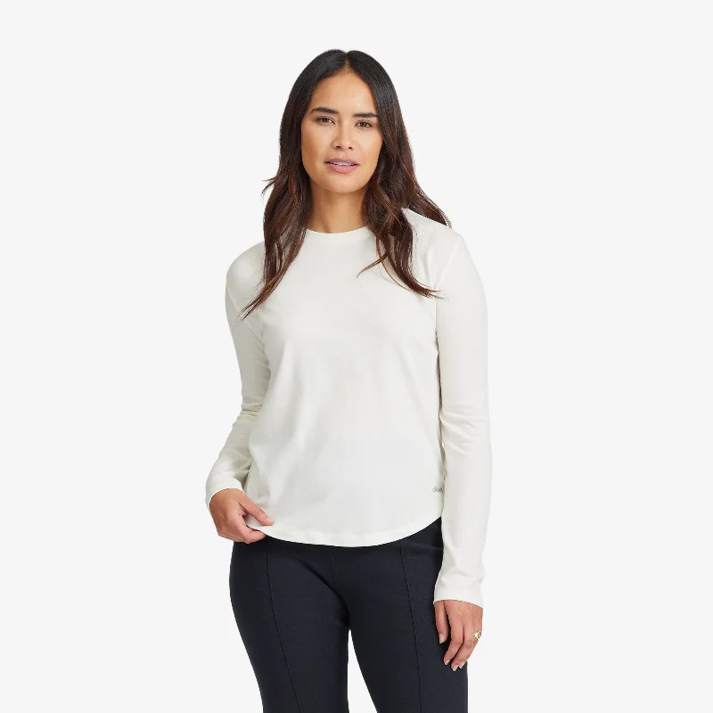 Women's Blouse with Cropped LengthWomen's Soft Merino Long Sleeve Tee - Natural White