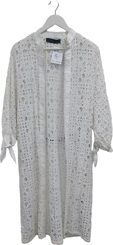 Women's Norwegian SweatersZARA White Open Boderie Midi Dress UK XS/S