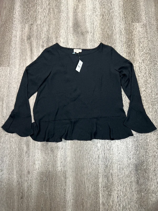 Women's Round-Neck BlouseBlouse Long Sleeve By Loft In Black, Size: S