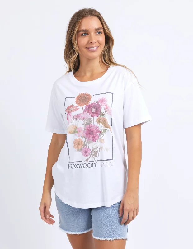 Women's Blouse with Shirt CollarFoxwood In Bloom Tee White