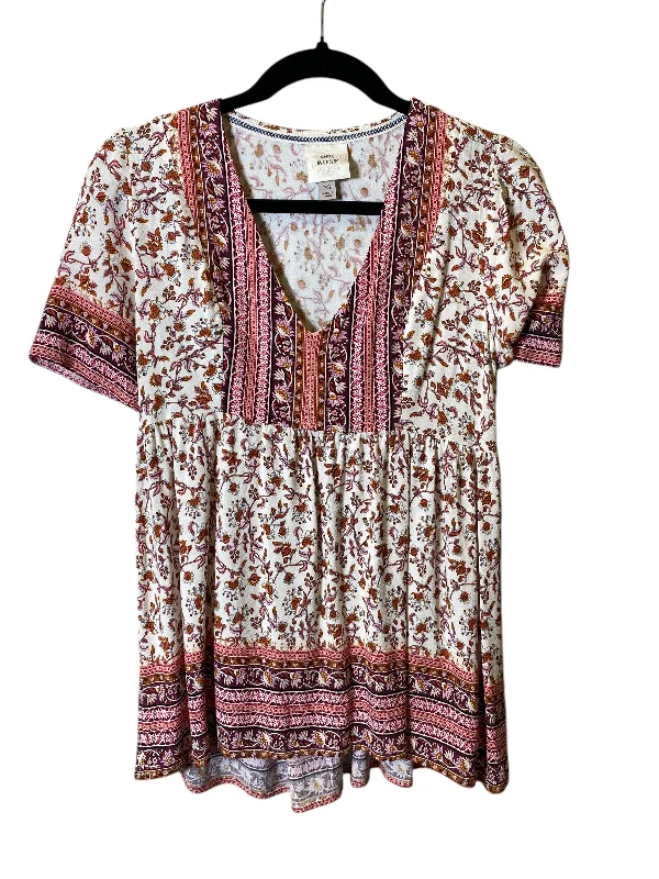 Women's Blouse with Keyhole CollarBlouse Short Sleeve By Knox Rose In Multi-colored, Size: Xs