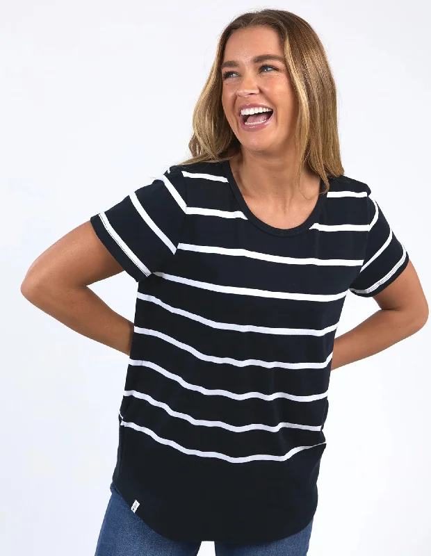 Women's Blouse with SmockingRib Short Sleeve Tee - Stripe