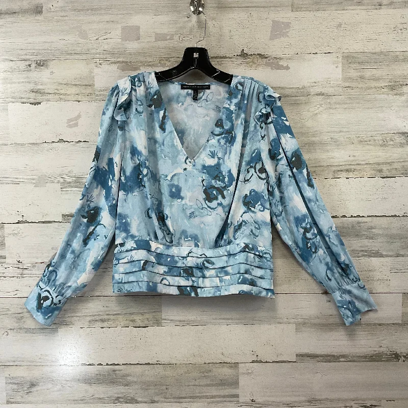 Women's Blouse with Keyhole CollarBlouse Long Sleeve By White House Black Market In Blue, Size: M