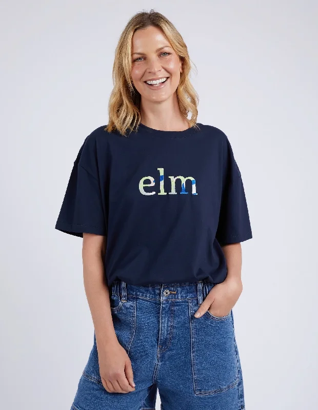 Women's Blouse with Mandarin CollarCoterie Tee - Navy - Elm Lifestyle