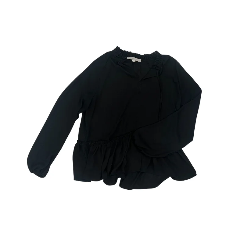 Women's Blouse with Low CollarBlouse Ls By Loft In Black, Size:M