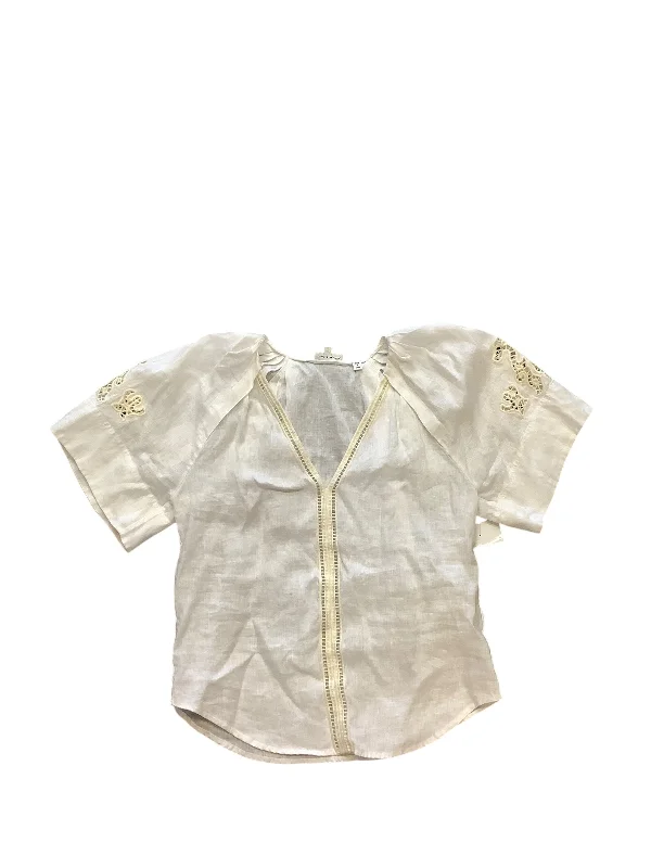 Women's Silk BlouseBlouse Short Sleeve By Alc In White, Size: 2