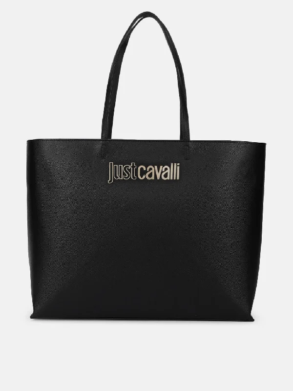 Women's Solid BlouseJust Cavalli Women Black Solid Textured Tote