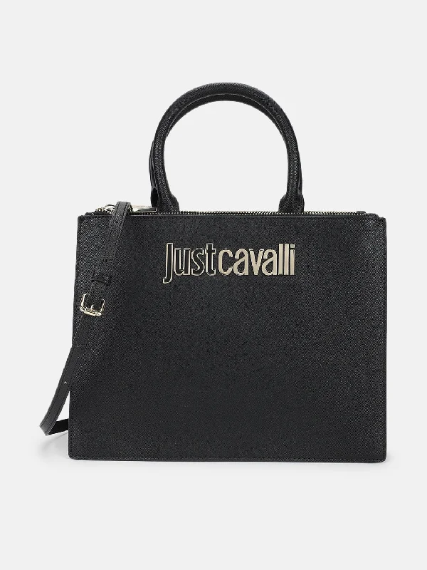 Women's Blouse with RufflesJust Cavalli Women Black Solid Textured Tote Bag