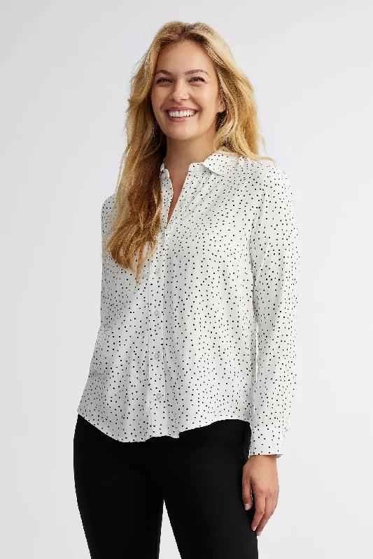 Women's Blouse with V-Shaped HemChemisier à pois - Femme