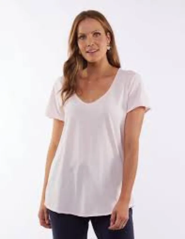 Women's Blouse with Notched CollarFundamental Vee Tee - Rose - Elm Lifestyle