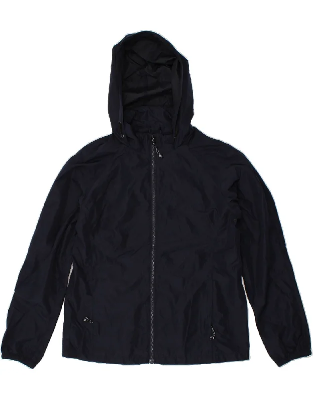 Women's Windbreaker CoatsEDDIE BAUER Womens Hooded Rain Jacket UK 10 Small Navy Blue Polyester