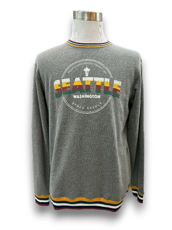 Women's Hooded Sweatshirts with Snap ButtonsSeattle Stripe Crew Neck Sweatshirt