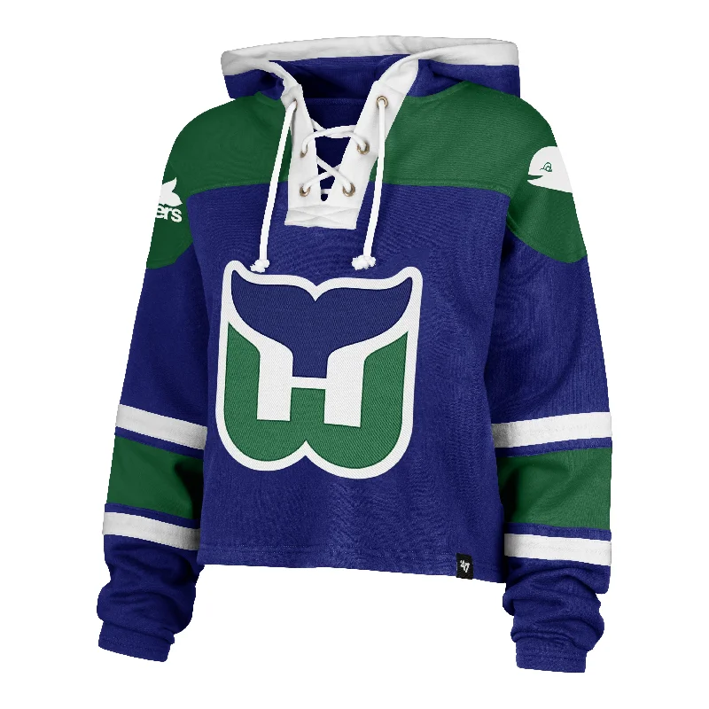 Women's Hooded Sweatshirts with Breathable FabricHARTFORD WHALERS VINTAGE CROPPED SUPERIOR '47 LACER HOOD WOMENS