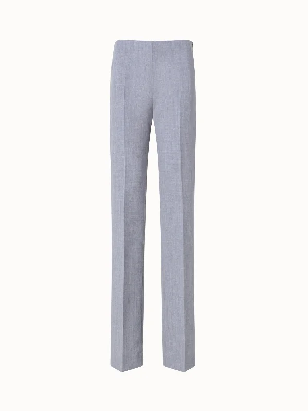 Women's Jodhpurs with Square CollarStraight Leg Pants in Wool Double-Face