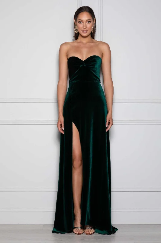 Women's U-Shaped Collar DressesMagnolia Gown - Emerald