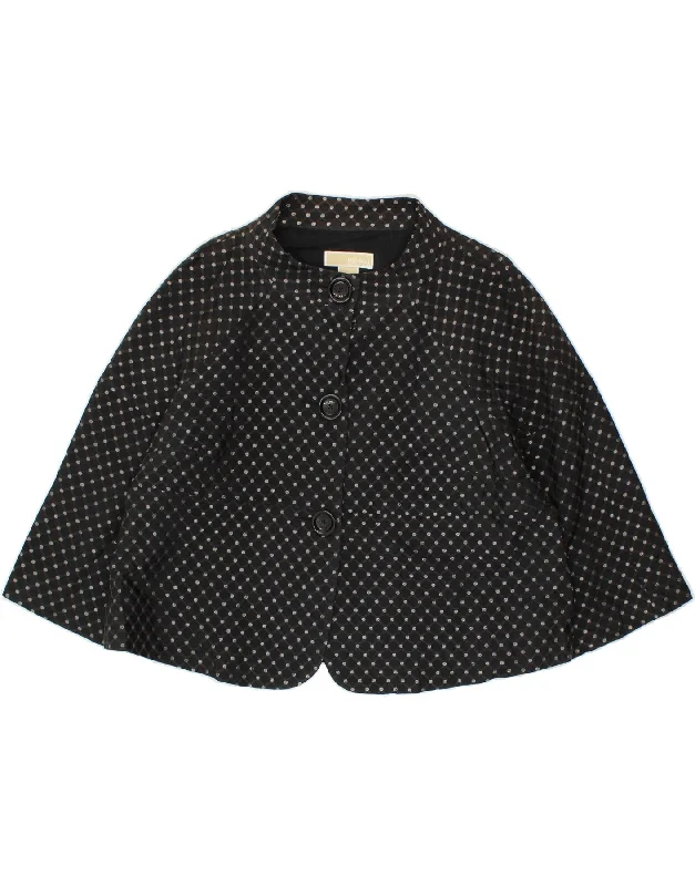 Women's Coats with Fur TrimmedMICHAEL KORS Womens Crop 3 Button Blazer Jacket US 14 XL Black Spotted