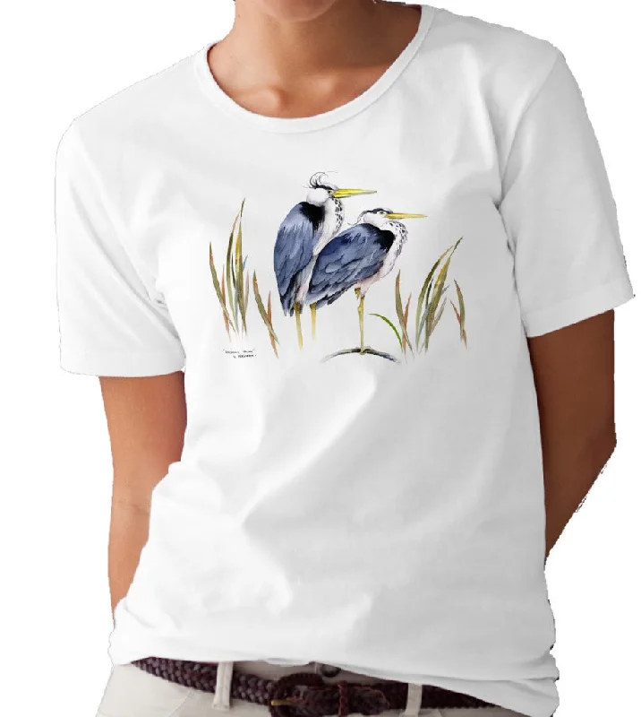 Women's Hooded Sweatshirts with Tie-Dye LiningBlue Herons T-shirt/tee by Valerie Pfeiffer