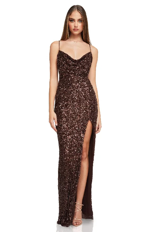 Women's Rounded Collar DressesNookie Smoke Show Gown - Chocolate