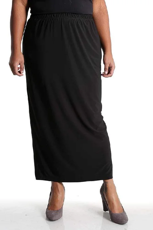 Women's Bell-Bottom PantsVikki Vi Jersey Black Straight Maxi Skirt