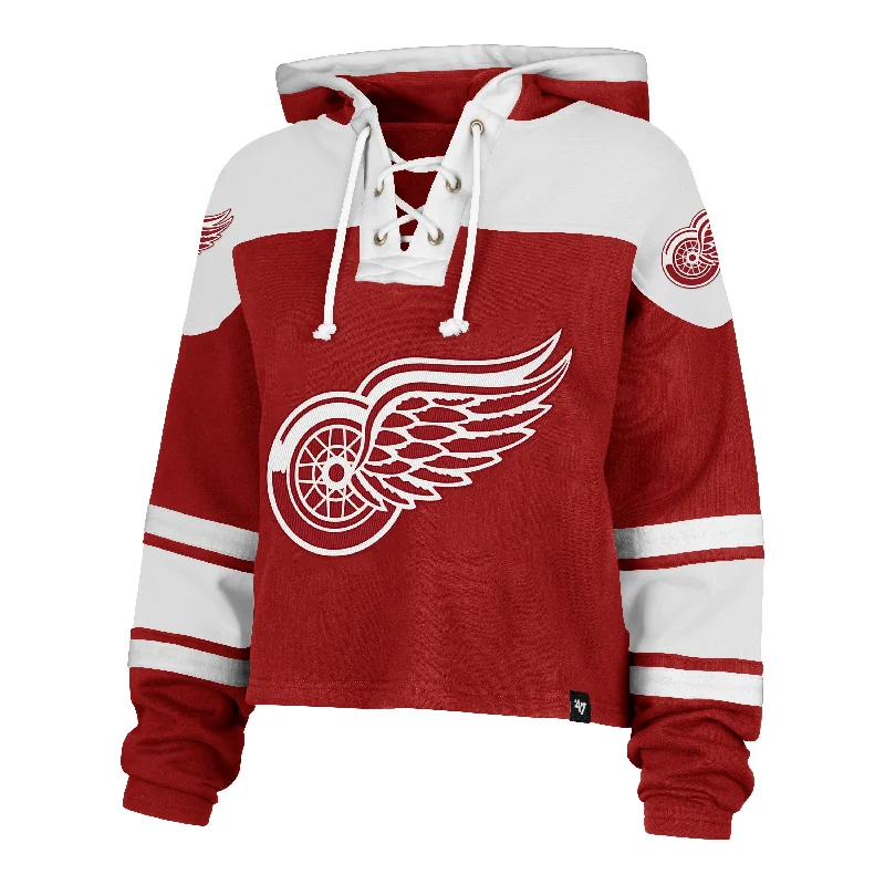 Women's Hooded Sweatshirts with Kangaroo PocketsDETROIT RED WINGS CROPPED SUPERIOR '47 LACER HOOD WOMENS