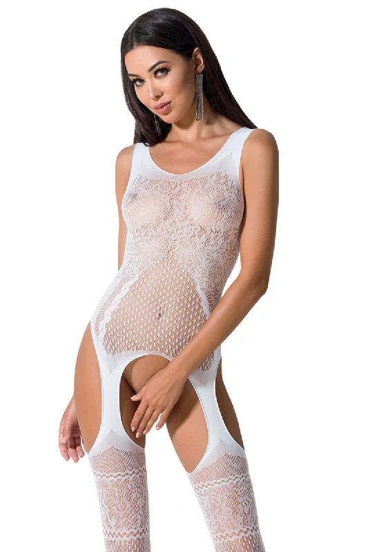 sheer lace lingerie with matching gownsPassion Bodystocking BS061 White