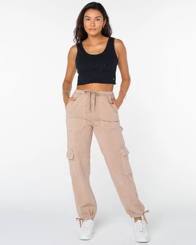 Women's Bootcut PantsDouble Up Cargo Sweatpants - Warm Taupe