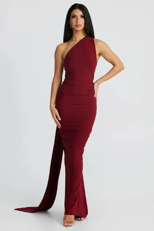 Women's Lapel Collar DressesConstantina Gown - Wine