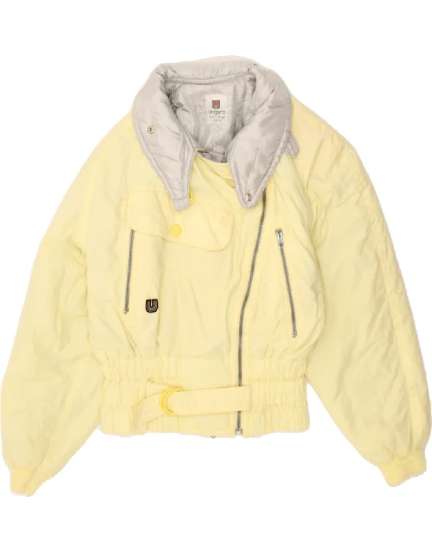 Women's Blazer CoatsUNGARO Womens Bomber Windbreaker Jacket UK 8 Small Yellow Colourblock