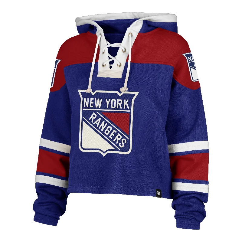 Women's Hooded Sweatshirts with Patch PocketsNEW YORK RANGERS CROPPED SUPERIOR '47 LACER HOOD WOMENS