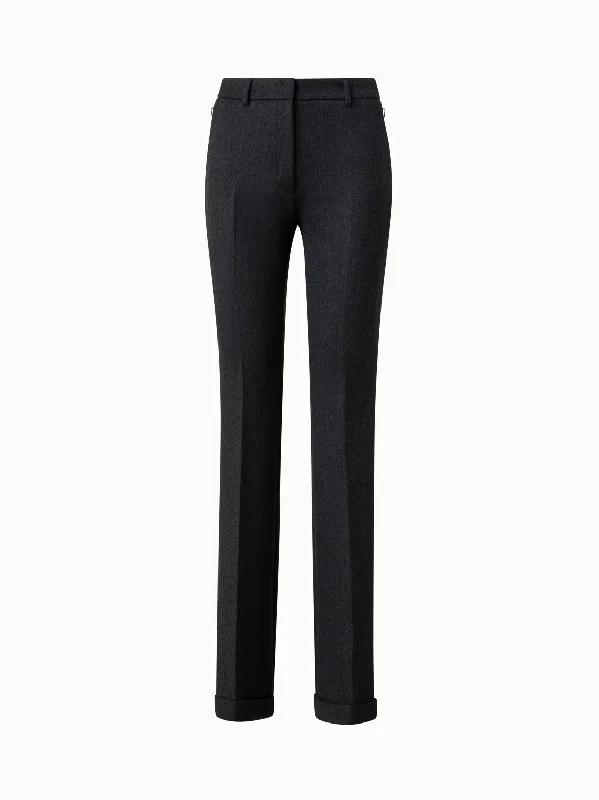 Women's Jodhpurs with High CollarWool Stretch Double-Face Bootcut Pants