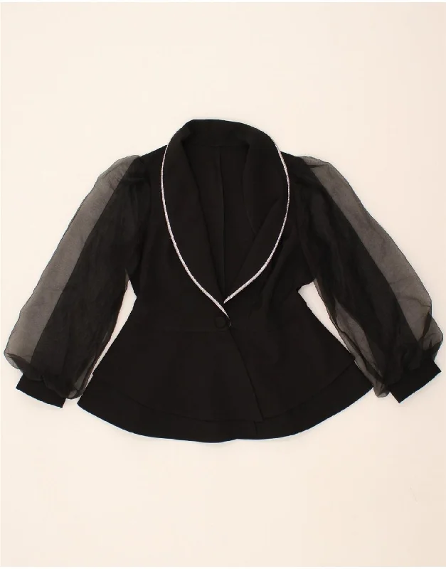 Women's Button-Up CoatsVINTAGE Womens 1 Button Blazer Jacket UK 12 Medium Black