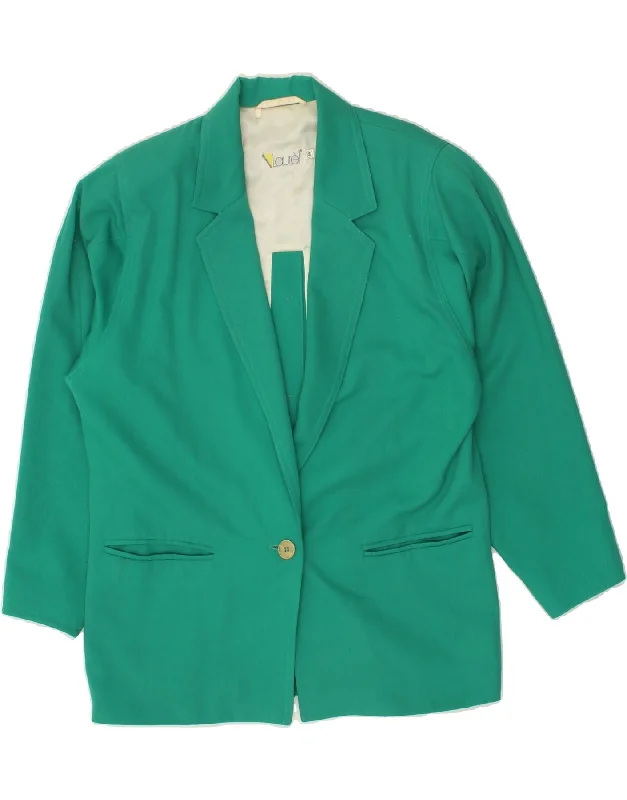 Women's Coats with Fur Trimmed ButtonsLAUREL Womens Oversized 1 Button Blazer Jacket EU 34 XS Green Polyester