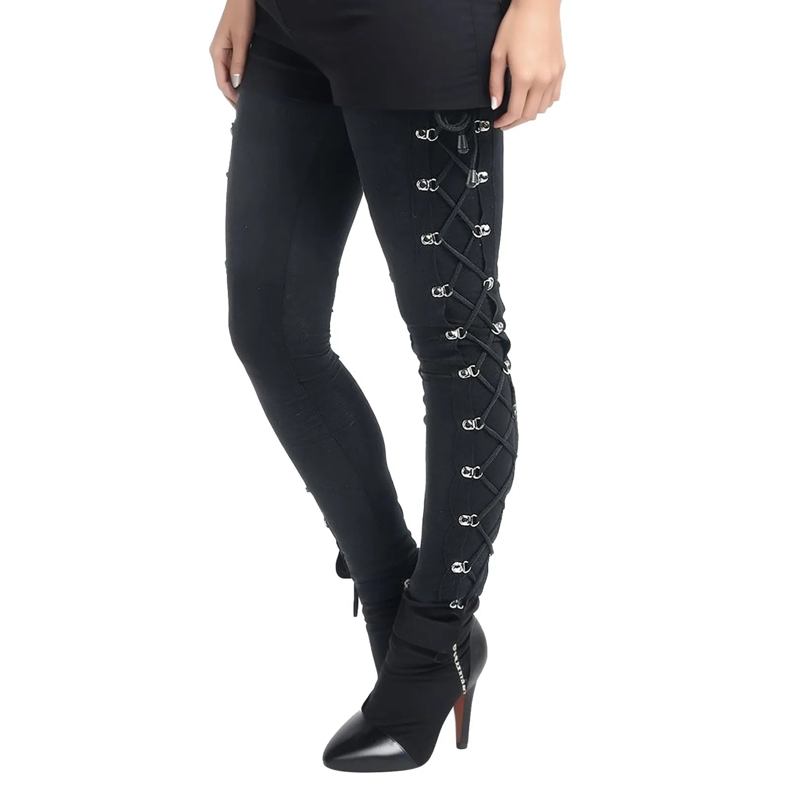 Women's Jodhpurs with Wide LegVintage Gothic Lace Up Slim Halloween Pants