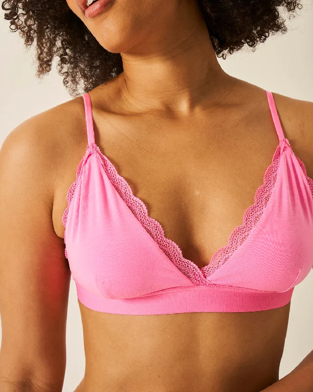 lace-trimmed sleep shortsLace Bralette - Hot Pink