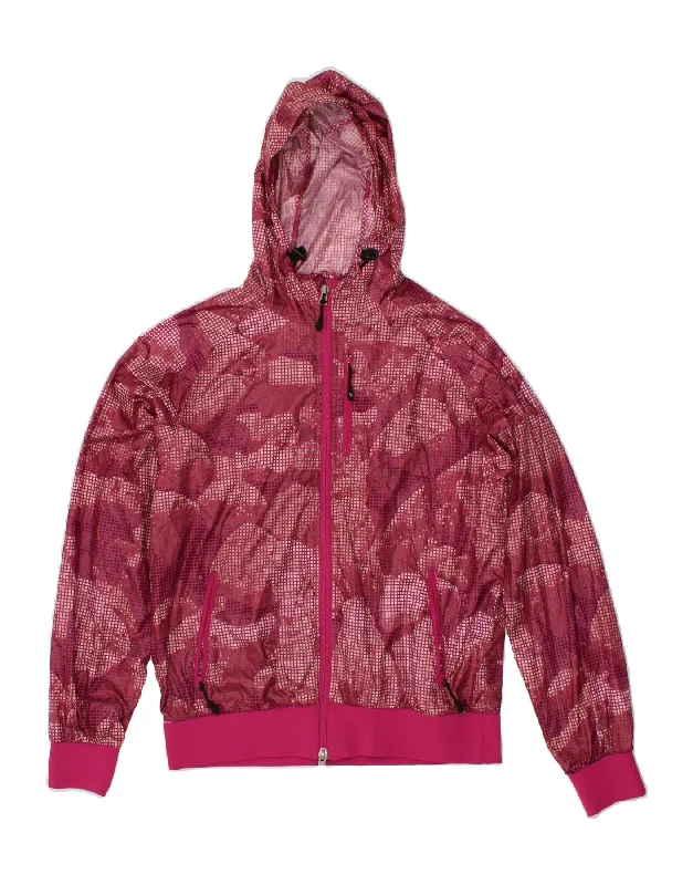 Women's Down CoatsNIKE Womens Hooded Rain Jacket UK 14/16 Large Pink Check Polyester