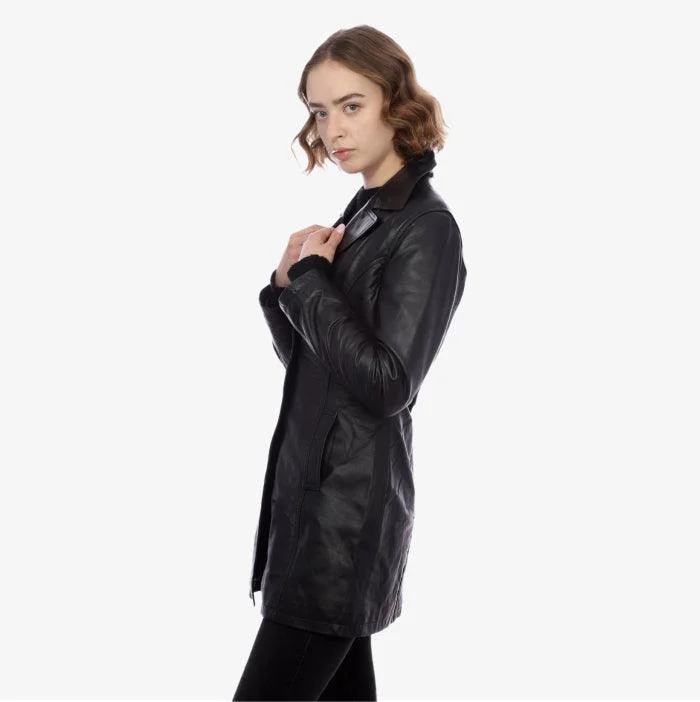 Women's PeacoatsCinched Leather Button Up