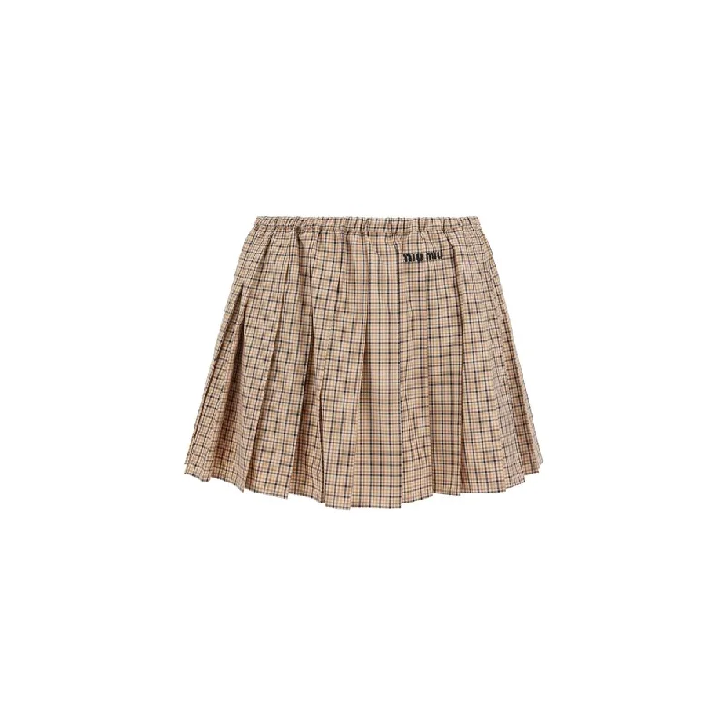 Women's Rounded-Neck DressesWomen's Checkered SkirtsMiu Miu Mini Women's Skirt